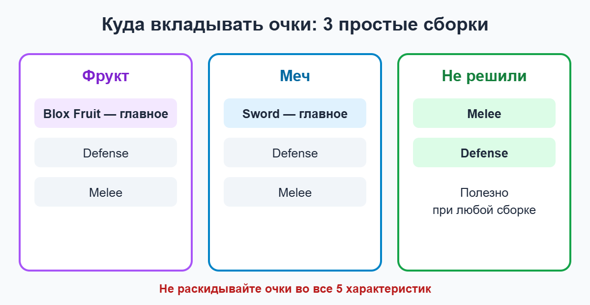 Схема: куда вкладывать очки характеристик в Blox Fruits