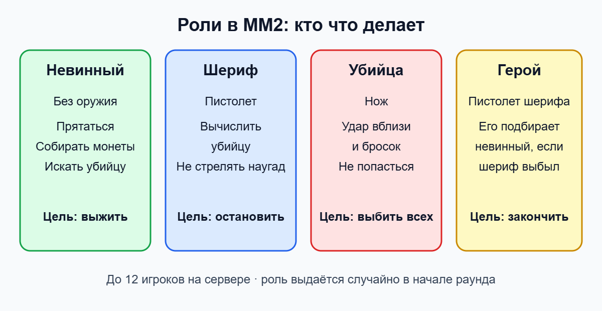 Роли в ММ2: невинный, шериф, убийца и герой — оружие и цели