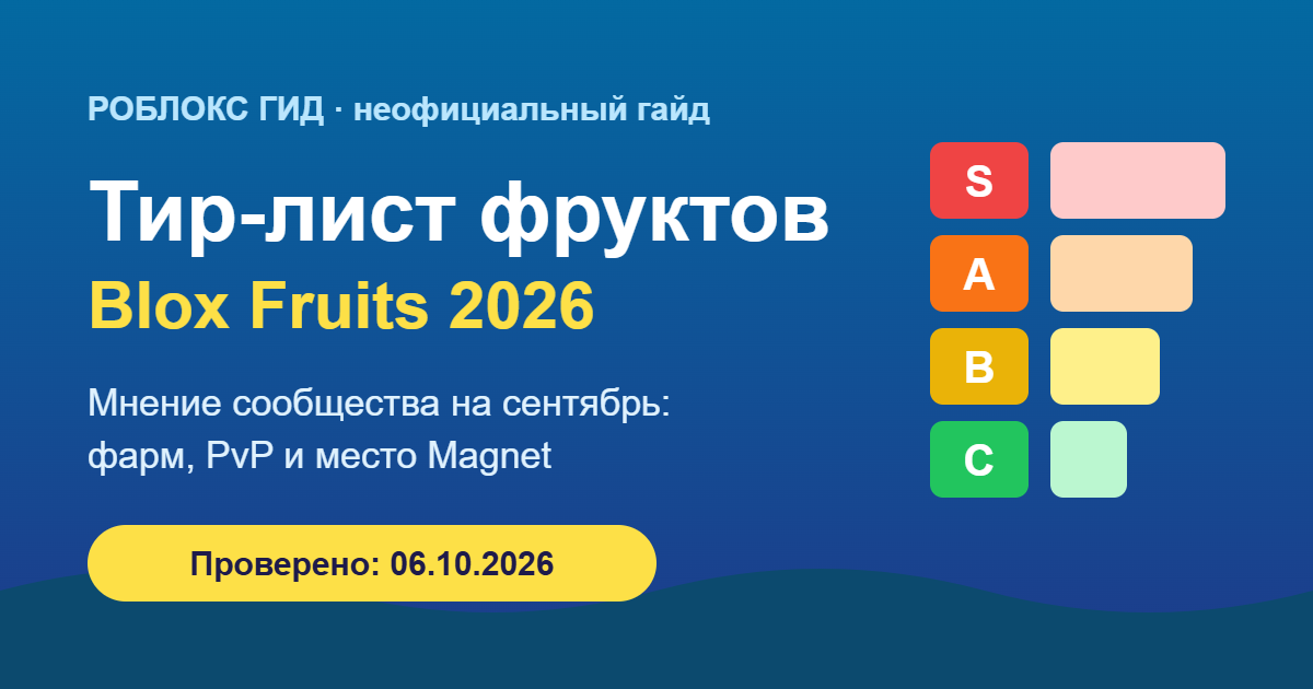Тир-лист фруктов Blox Fruits 2026 — обложка